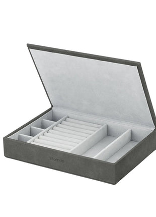 Blomus Sahla sieradendoos / juwelenbox suède pewter M 68322