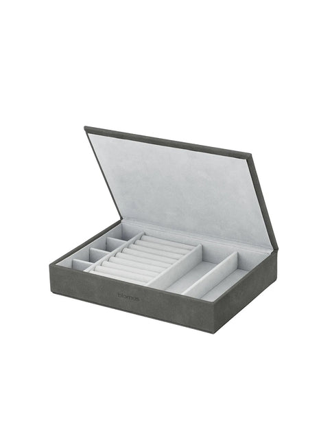 Blomus Sahla sieradendoos / juwelenbox suède pewter M 68322