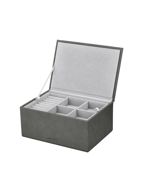 Blomus Sahla sieradendoos / juwelenbox suède pewter L 68325