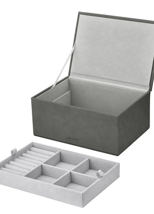 Blomus Sahla sieradendoos / juwelenbox suède pewter L 68325