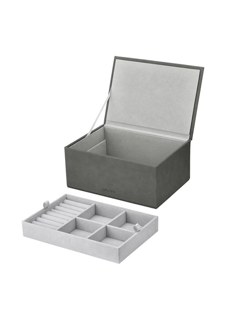 Blomus Sahla sieradendoos / juwelenbox suède pewter L 68325