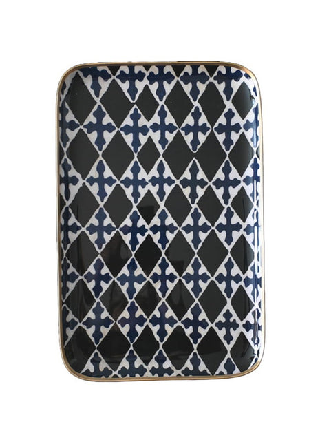 6069 Boncoeurs Chapelle blauw tray / dienblad 42x26 cm