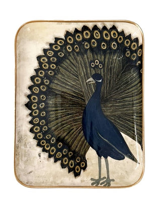 7192 Boncoeurs Paon - pauw - tray / dienblad 25x20 cm
