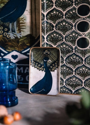 Boncoeurs Paon - pauw - tray / dienblad duo 33x12 cm