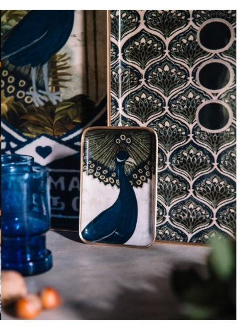 Boncoeurs Paon Pauw aluminium tray 15x10 cm