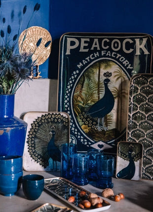 Boncoeurs Paon - pauw - tray / dienblad duo 33x12 cm