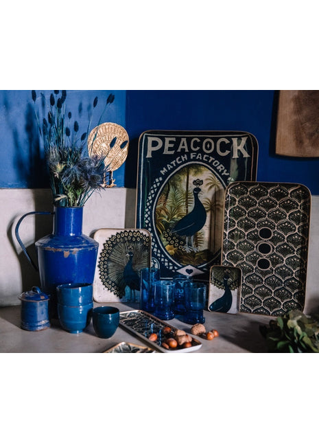Boncoeurs Paon - pauw - tray / dienblad 25x20 cm