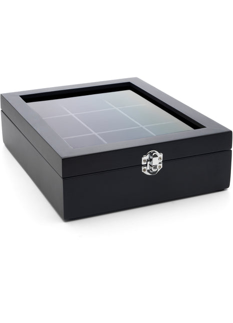 184012 Bredemeijer theedoos zwart 9-vak met venster