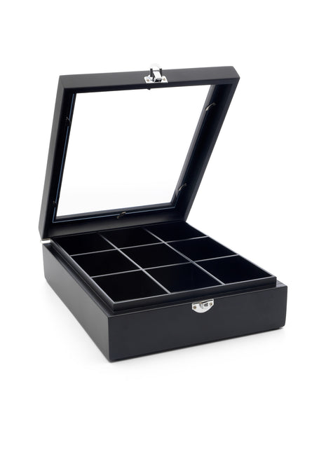 Bredemeijer theedoos zwart 9-vak met venster