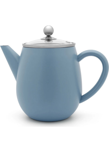 111017 Bredemeijer theepot Duet Eva dubbelwandig ijsblauw 1.1L