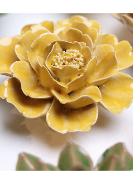 EG25 Chive ceramics Burnt Yellow Rose keramieken bloem
