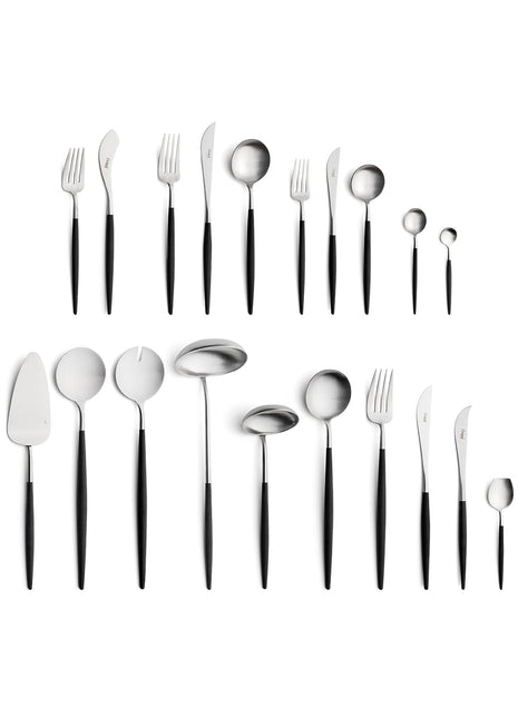 cutipol goa bestekset bestekcassette 130 delig 12 pers mat rvs zwart heft