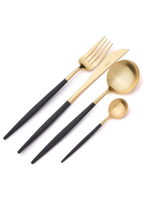 cutipol goa dinermes tafelmes goud zwart mat bestek go03gb