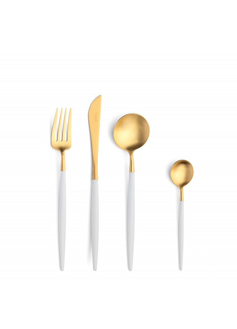 cutipol goa dinervork tafelvork wit goud bestek mat go03