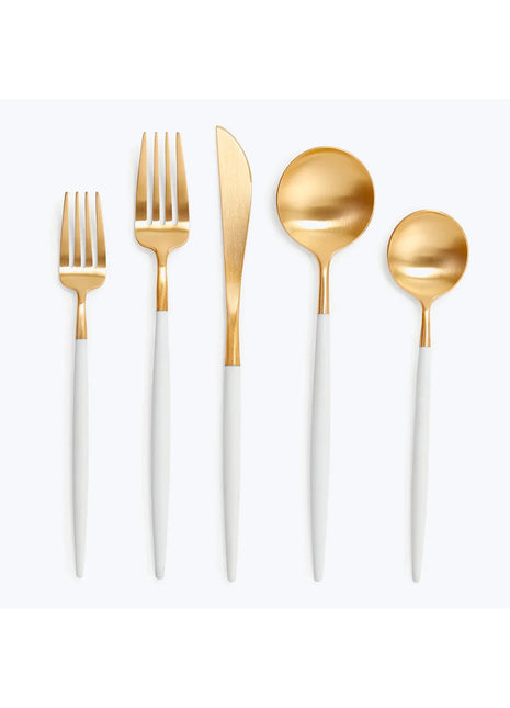 cutipol goa dinerlepel tafellepel wit goud mat bestek