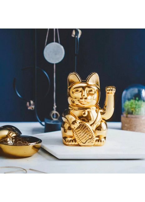 Donkey Lucky Cat - zwaaiende gelukskat - shiny gold