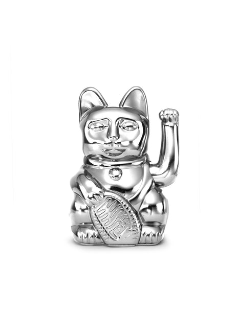 Donkey Lucky Cat - zwaaiende gelukskat - shiny zilver