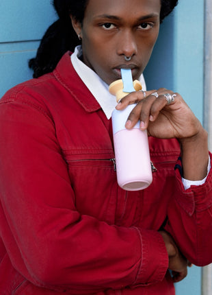 Dopper steel fles Soft Pink x Flip Straw sorbet 350ml