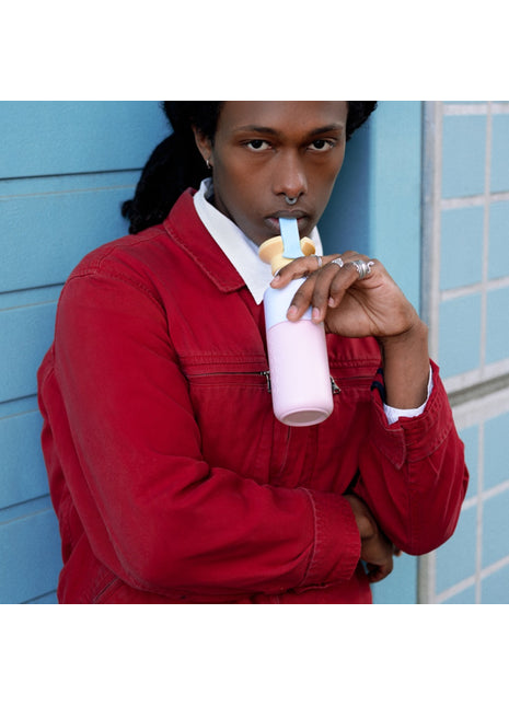 Dopper steel fles Soft Pink x Flip Straw sorbet 350ml