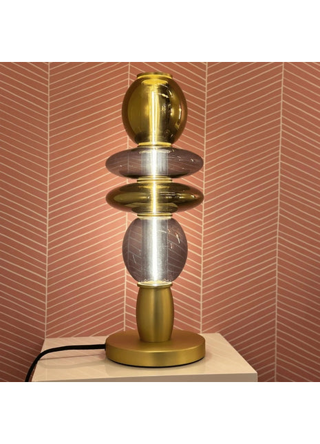 302048 Elements Lighting tafellamp Léonor goud spiegel / rook glas