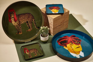GD450 Gangzaï Design Rebecca ronde tray panter 33x33 cm