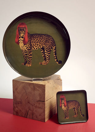 GD450 Gangzaï Design Rebecca ronde tray panter 33x33 cm