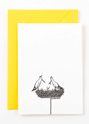 Geboortekaart baby ooievaar nest