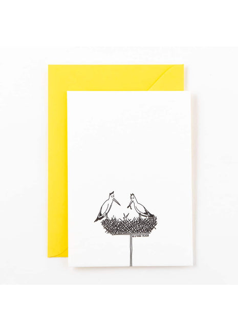 Geboortekaart baby ooievaar nest