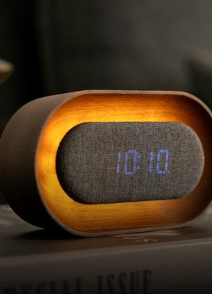 Gingko Lumos wekker ovaal walnoten met verlichting G076O-WT