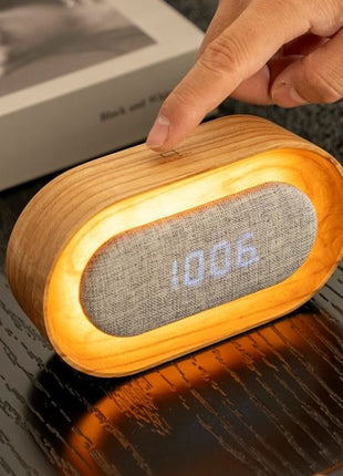 Gingko Lumos wekker ovaal essen met verlichting G076O-AH