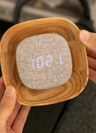 Gingko Lumos wekker vierkant essen met verlichting G076S-AH