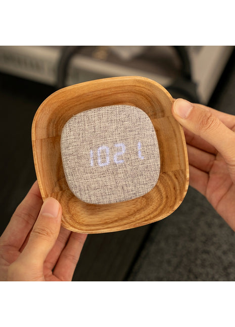 Gingko Lumos wekker vierkant essen met verlichting G076S-AH