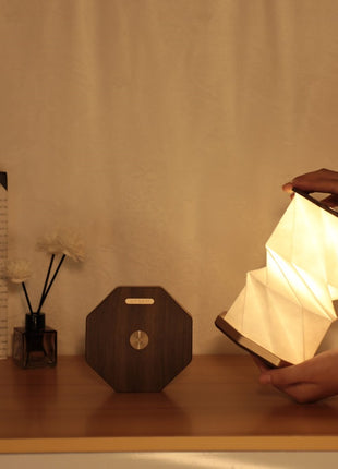 G036BK - Gingko Twist Hexagon vouw Lamp zwart