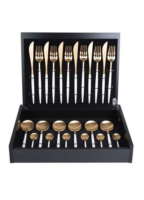 Cutipol Goa 24 delig bestekset Wit Goud mat 6 pers + kist