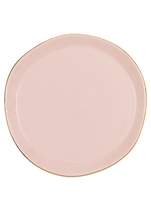 105238 Good Morning bord / plate oud roze gouden rand 17 cm