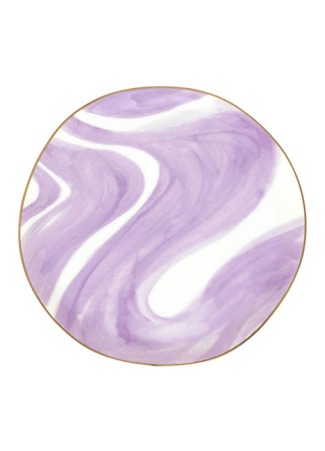 106615 Good Morning bord / plate veluri violet groen gouden rand 17 cm