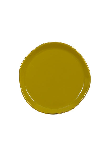 105250 Good Morning bord / plate amber gouden rand 17 cm