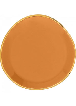 106601 Good Morning bord / plate caramel gouden rand 17 cm