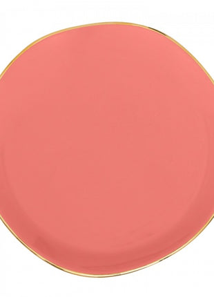 108089 Good Morning bordje gouden rand burnt coral 17cm