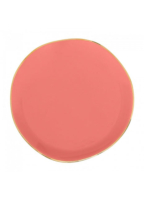 108089 Good Morning bordje gouden rand burnt coral 17cm