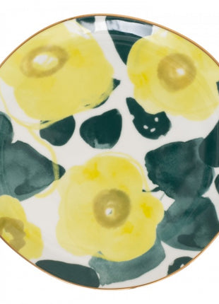 108199 Good Morning bordje gouden rand 17 cm floral art lime
