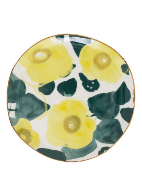108199 Good Morning bordje gouden rand 17 cm floral art lime