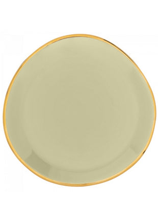 106599 Good Morning bord / plate lichtgroen gouden rand 17 cm