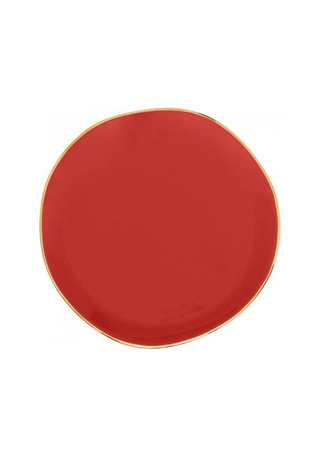 Good Morning bord / plate raspberry gouden rand 17 cm