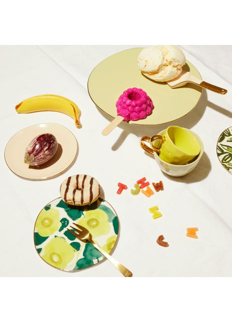 Good Morning bordje gouden rand 17 cm floral art lime