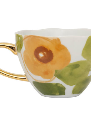 Good Morning cappuccino / thee kop floral art caramel