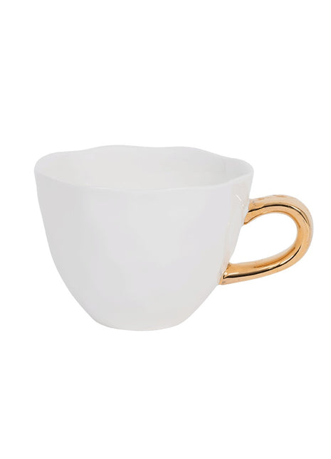 105032 Good Morning Cup cappuccino / thee kop wit met gouden oor