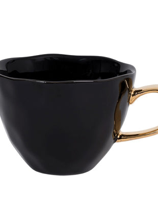 Good Morning Cup cappuccino / thee kop zwart gouden oor