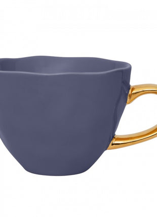 107634 Good Morning Cup cappuccino / thee purple blue gouden oor