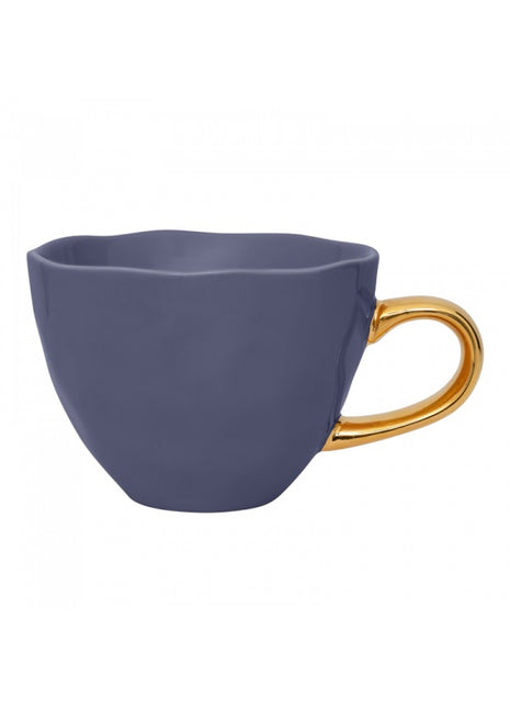 107634 Good Morning Cup cappuccino / thee purple blue gouden oor
